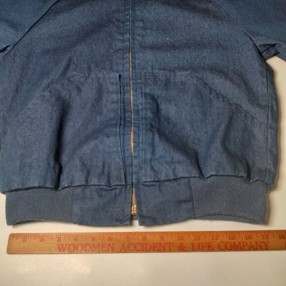 Vintage Walls Workwear Jacket S Blue Jean Denim Flannel Red Buffalo Plaid Lined - Picture 8 of 16